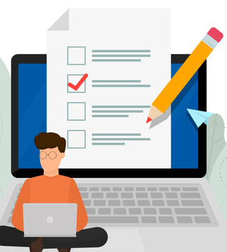 Illustration of person using online checklist