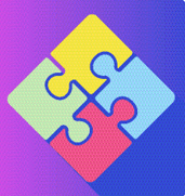 Color illustration of jigsaw puzzle pieces